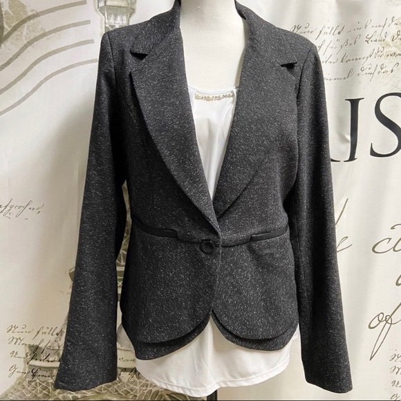 NWOT Blazer Charcoal Heather-Print Sz 12 - Picture 5 of 15